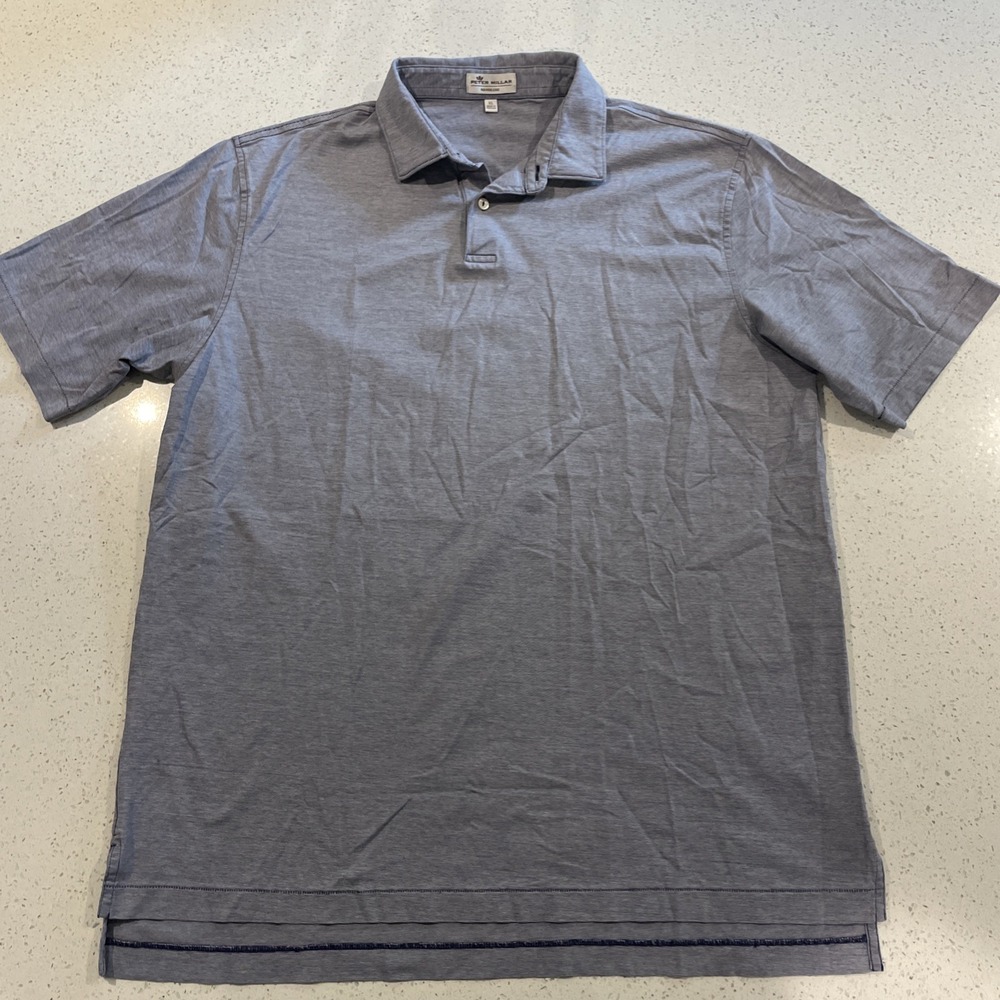 Peter Millar Mens Shirt Size XL Blue Polo Nanoluxe Solid Performance